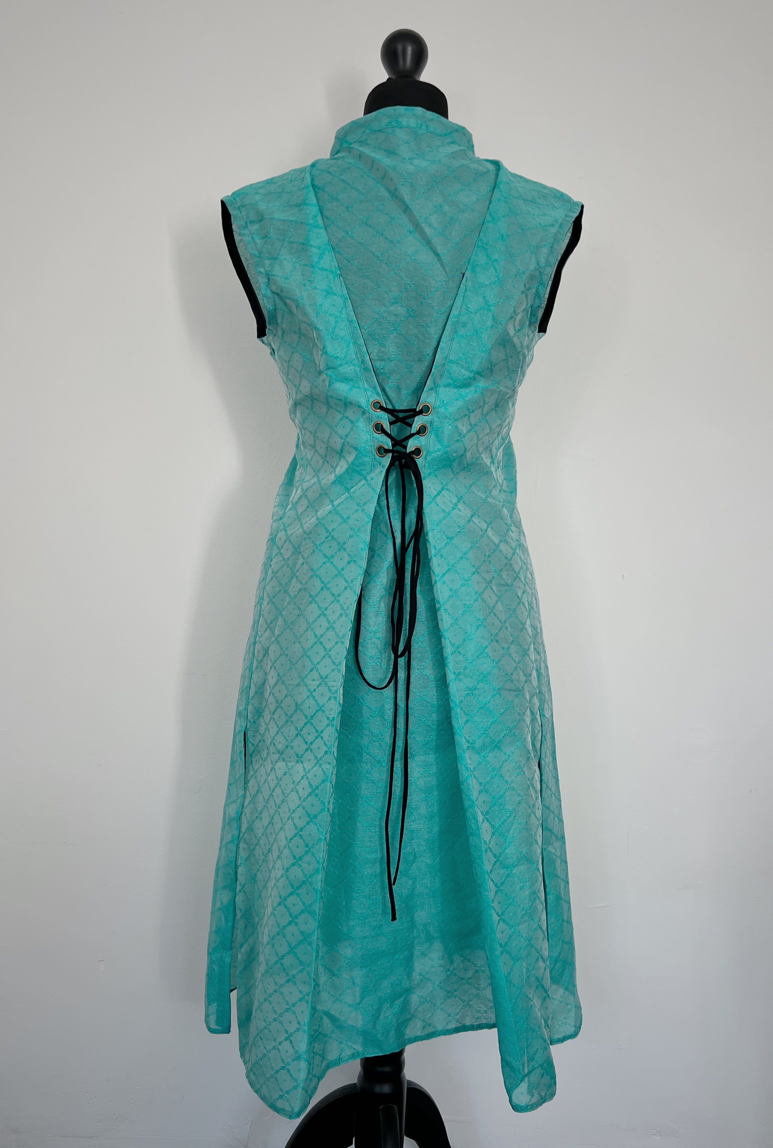 Blue Silk-Mix Hand Tailored Dress