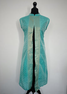 Blue Silk-Mix Hand Tailored Dress